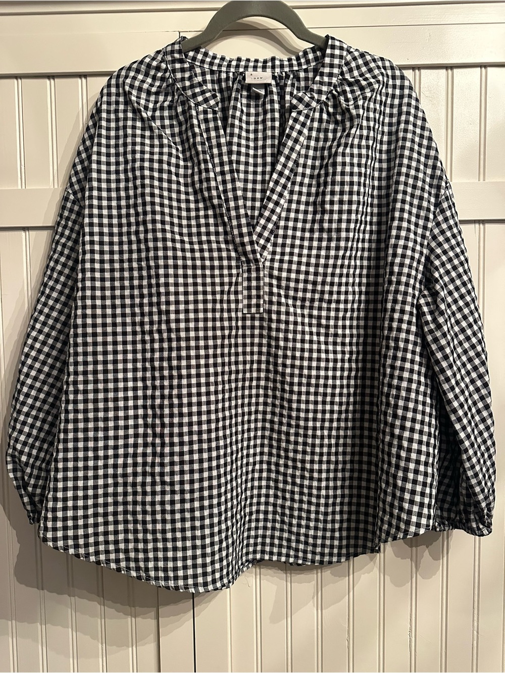 a new day Black and White Gingham Blouse Size XXL